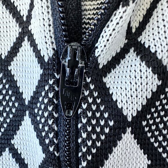 Goldworm Vintage 60s Mini Dress Black White Knit Polyester Size 10 Mod Retro - Picture 8 of 11